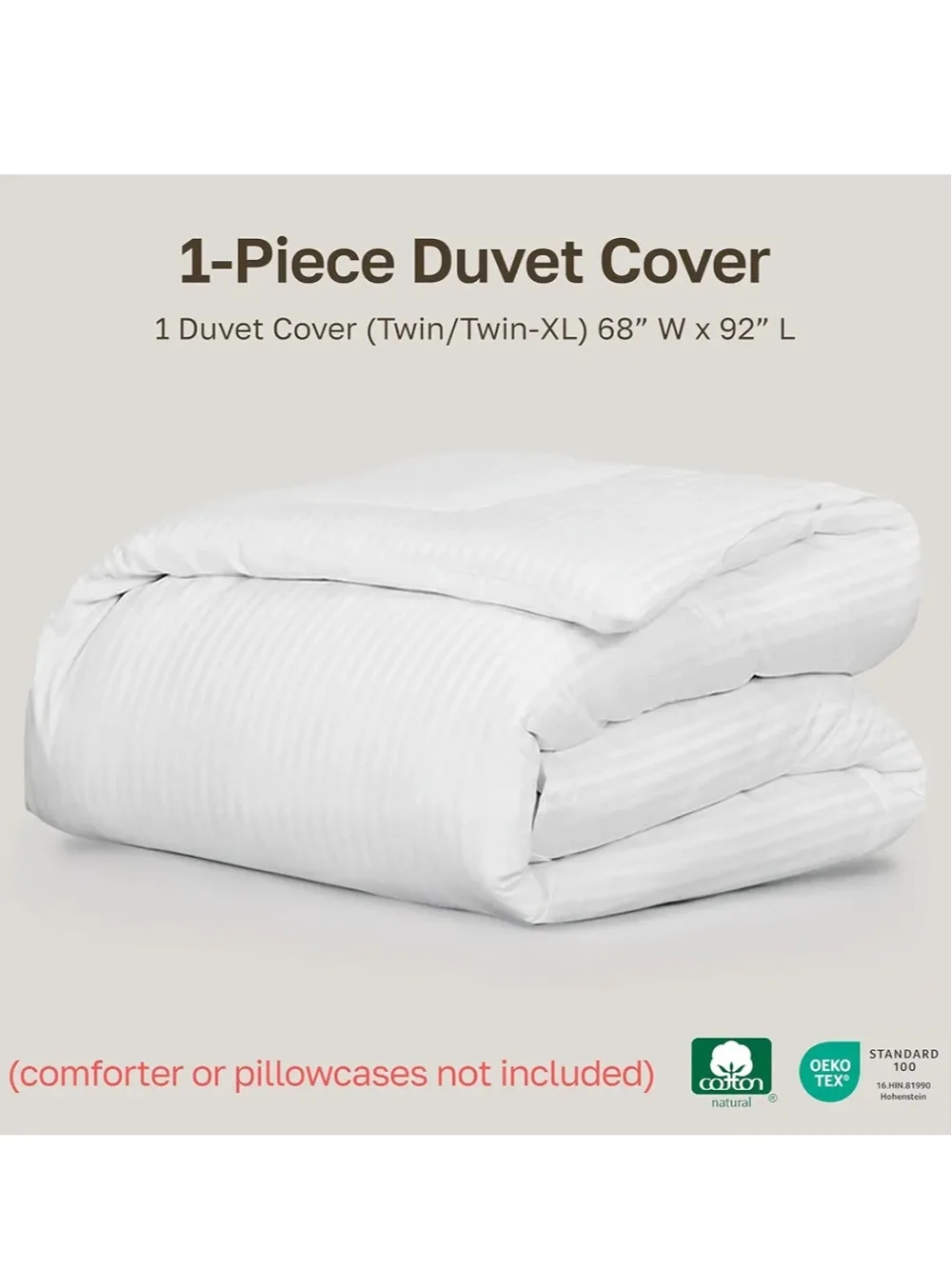 California Design Den Luxury Twin XL Duvet Cover, Striped White Soft 400 Thread